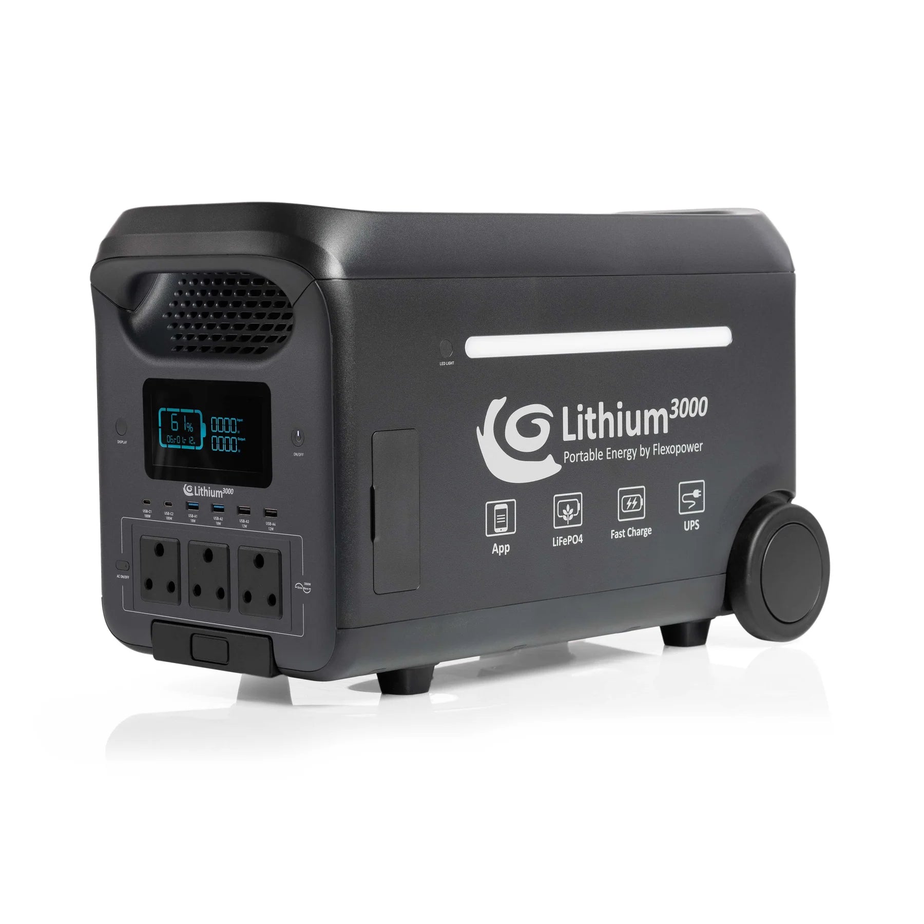 Flexopower Lithium3000 portable power station available from 4Matt Campers in Cape Town