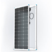 Renogy 100W 12V monocrystalline solar panel front and rear view