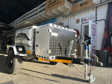 2026 Metalian Genie front three-quarter with chequer-plate nosecone for a 60 L fridge and jockey wheel — new Metalian trailer (view 3)