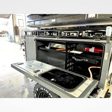 Metalian Genie kitchen option with slide-out stainless-steel worktop, gas stove cutout and fire extinguisher — 4Matt Campers Cape Town (view 3)