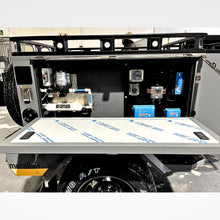 Metalian Genie services compartment with Victron 12V power system, pumped water plumbing and fold-down table — options priced on quote (view 4)