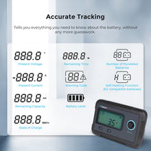 Renogy battery monitor readings for voltage, current, capacity and state of charge
