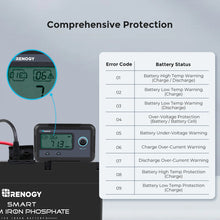 Renogy battery monitor warning code table
