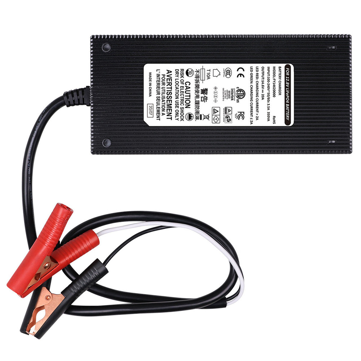 Renogy 20A portable lithium battery charger with alligator clip leads
