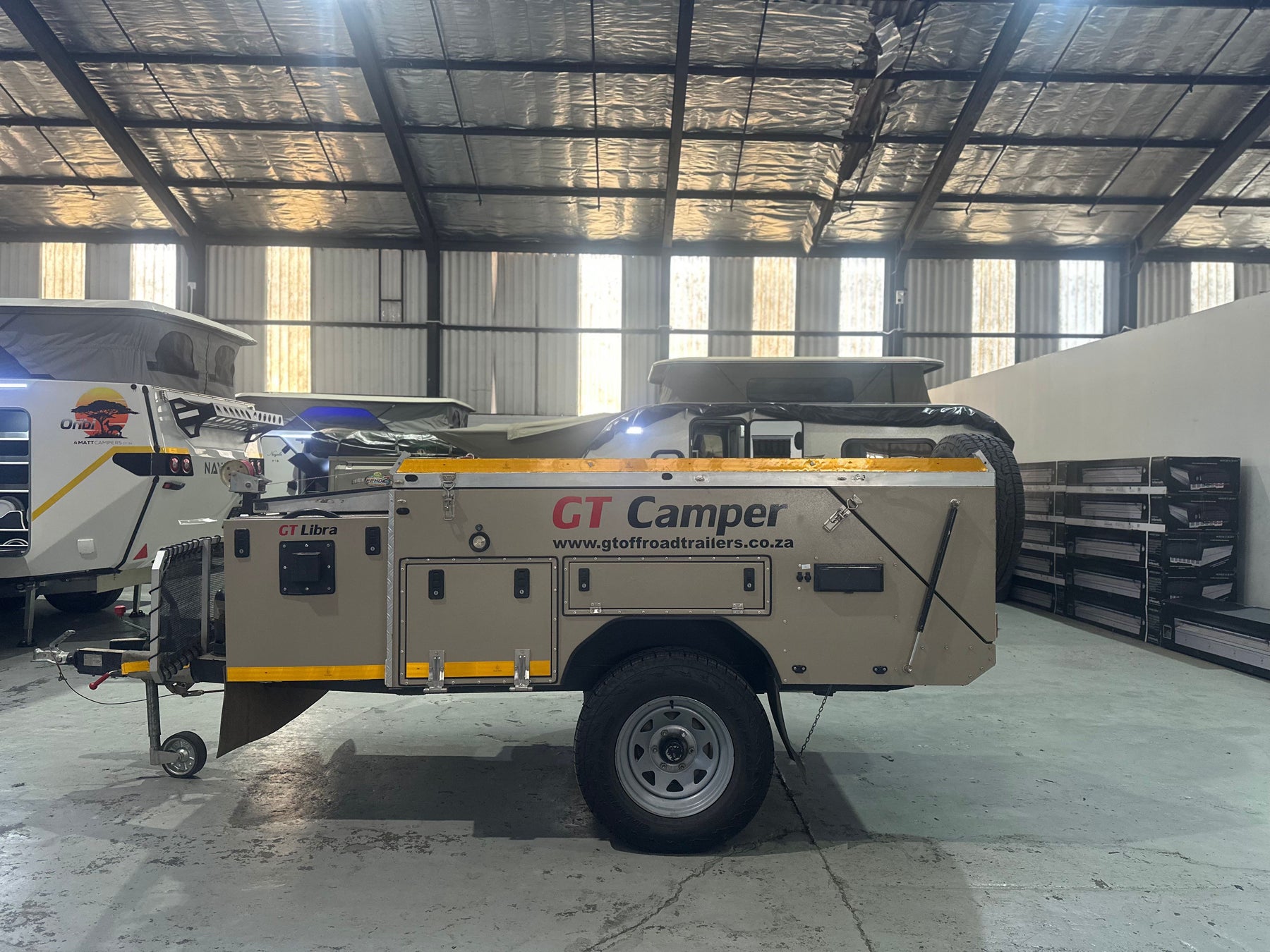 2017 GT Camper off-road trailer side profile, packed for travel, at 4Matt Campers Cape Town