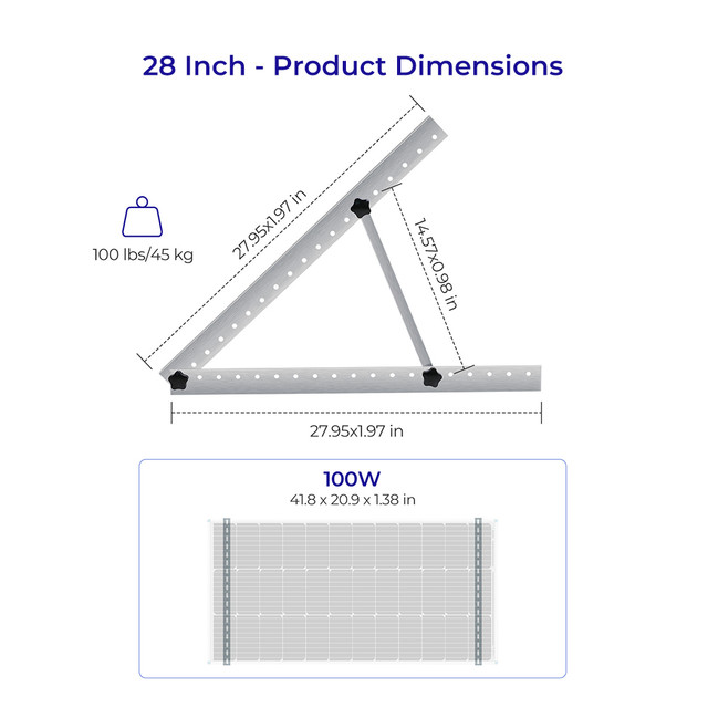 Renogy 71cm solar panel tilt mount bracket set, supplied by 4Matt Campers in Cape Town, Western Cape
