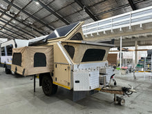 2018 Bush Lapa Boskriek: camp mode with the front and side bed tents open and the roof-mounted solar panel