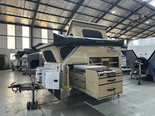 2018 Bush Lapa Boskriek: front three-quarter view with the slide-out kitchen extended