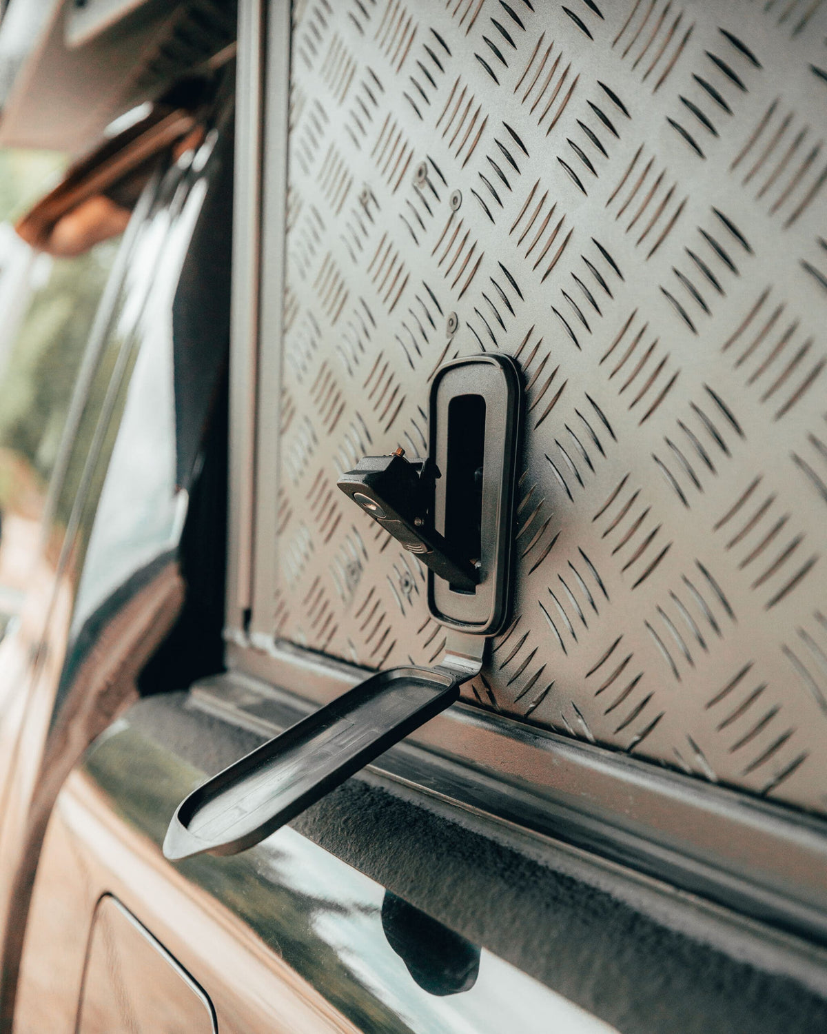 Alu-Cab Push Button Lock Cover fitted over a canopy lock, photo 2