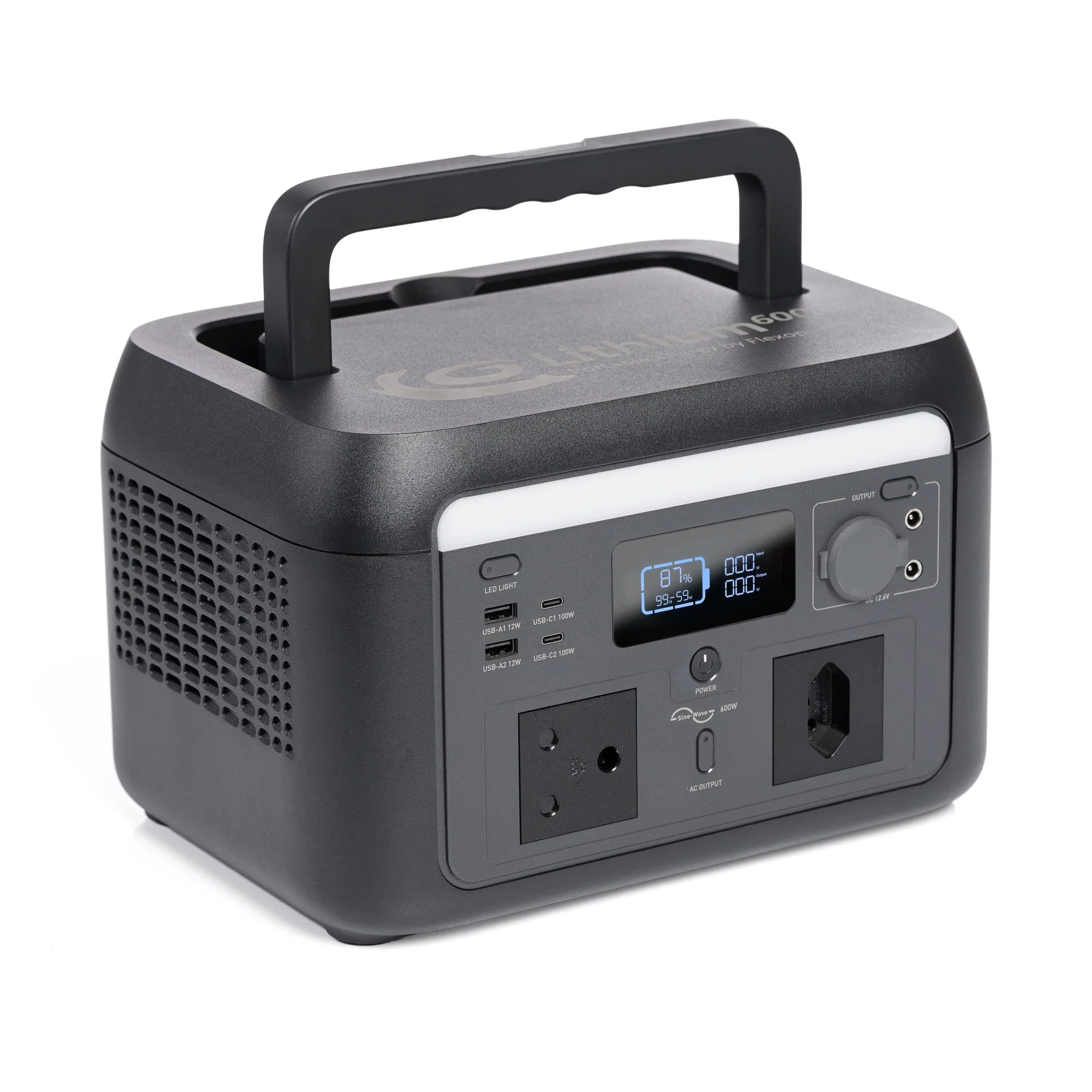 Flexopower LITHIUM600 portable power station available from 4Matt Campers in Cape Town