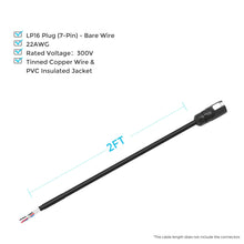 Renogy LP16 7-Pin to Bare Wire Communication Cable (2ft) — 2ft length and conductor specification