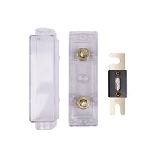 Renogy ANL fuse holder shown in parts with fuse and protective cover