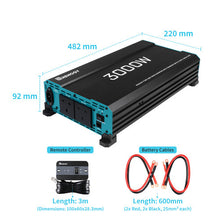 Renogy CORE 12V 3000W Pure Sine Wave Inverter — dimensions diagram