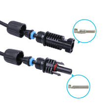 Renogy MC4 extension leads connected between solar panels