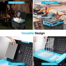 Renogy 50L portable refrigerator with telescoping handle and easy roll wheels