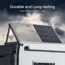 Renogy Solar Panel Tilt Mount Bracket Set (127cm / 50in) — aluminium alloy brackets on a caravan roof