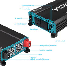 Renogy CORE 12V 3000W Pure Sine Wave Inverter — labelled terminals and controls