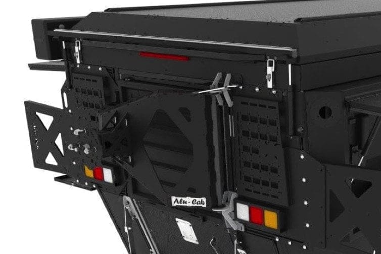 Alu-Cab Khaya Spare Wheel Bracket carrying a spare wheel