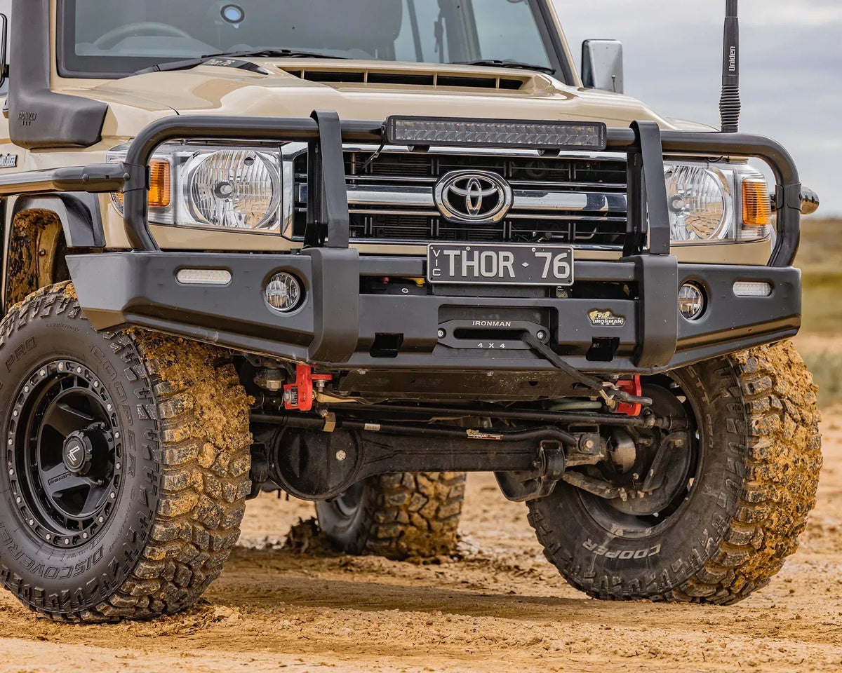 Ironman 4x4 Commercial Deluxe bull bar for the Toyota Land Cruiser 76 Station Wagon and Land Cruiser 79 Pick-up (2007-2023)