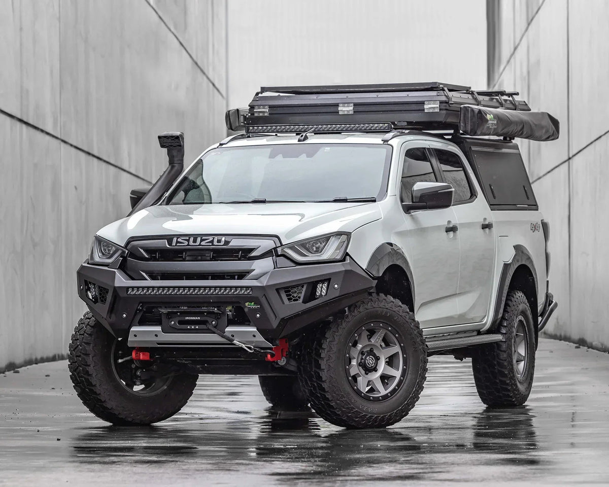 Ironman 4x4 RAID bull bar for the Isuzu D-Max RG/RT with non-electric steering (2022-2025) or electric steering (2022-2026)