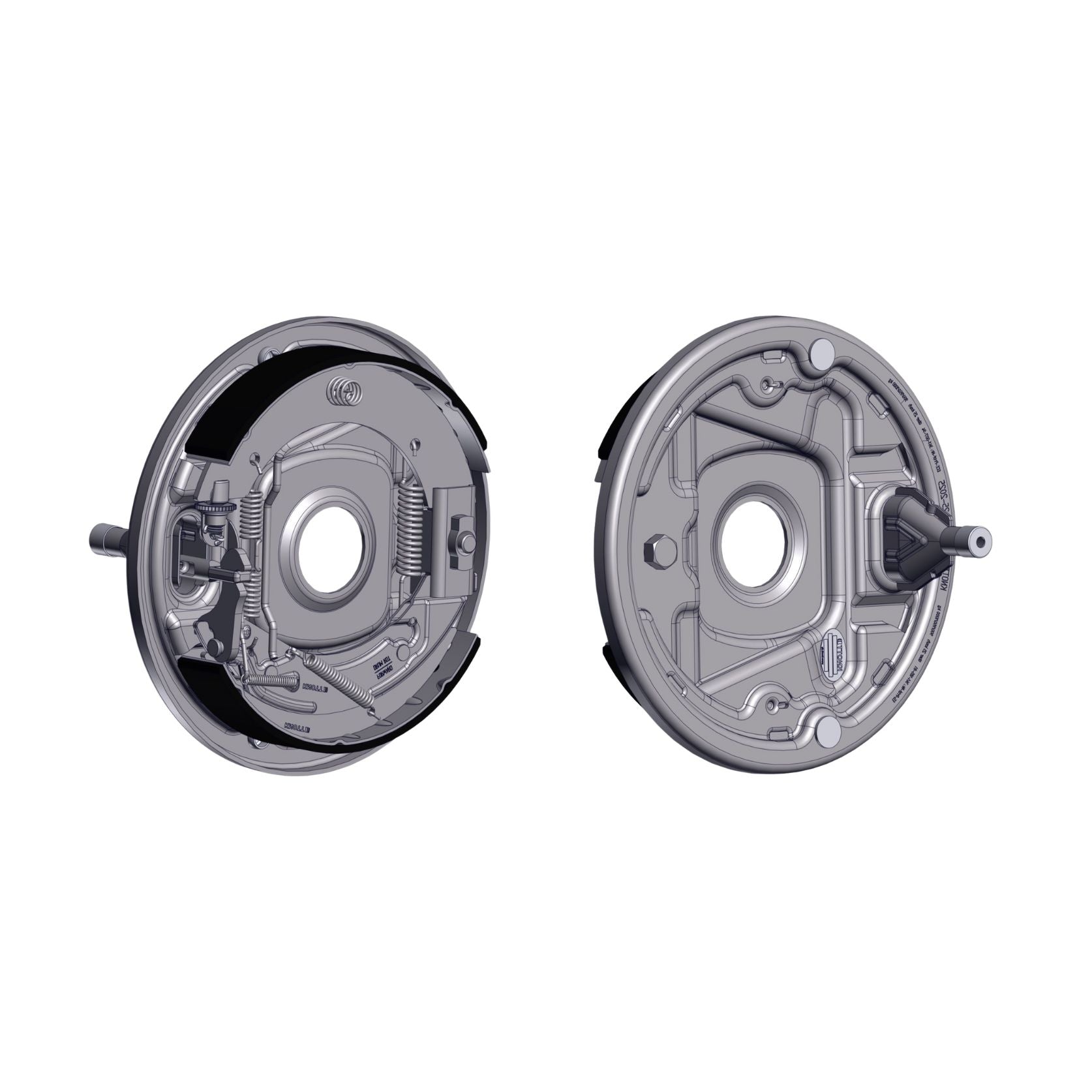 Burquip trailer brake assembly backing plate (left/right pair) — 4Matt Campers, Western Cape & Cape Town