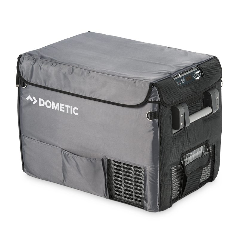 Dometic CFX40 insulated protective cover fitted over a portable fridge with detachable lid section — 4Matt Campers, Western Cape & Cape Town
