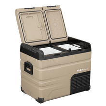 Flex TA45 dual-zone fridge freezer open view from 4Matt Campers