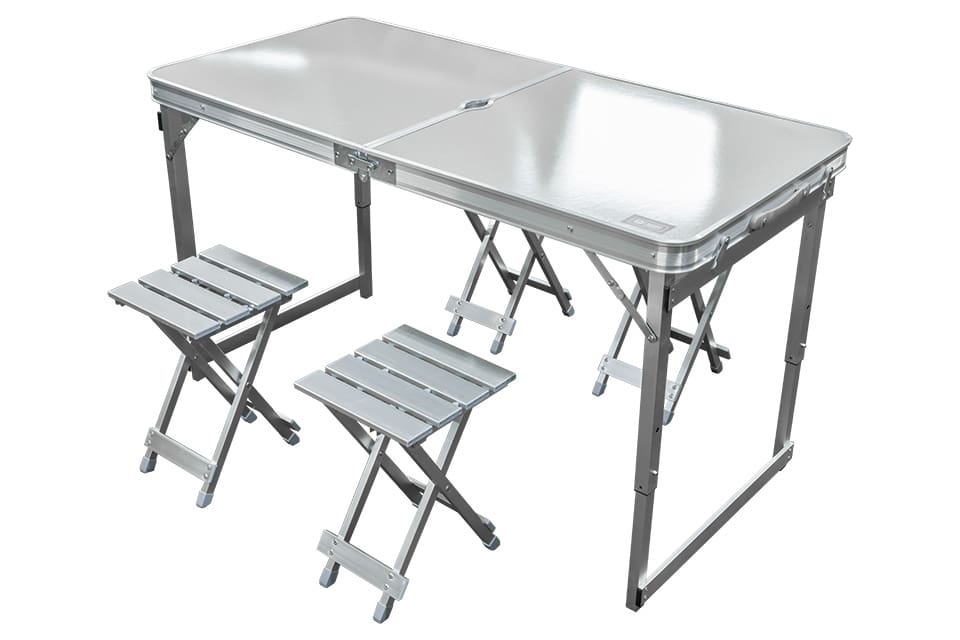 Desert Aluminium Table & 4 Chairs (Silver)