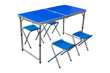 Desert Aluminium Table & 4 Cloth Chairs (Blue)