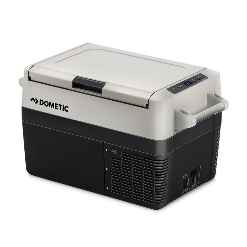 Dometic CFF35 fridge freezer, closed, showing double-sided lid and handles — 4Matt Campers, Western Cape & Cape Town