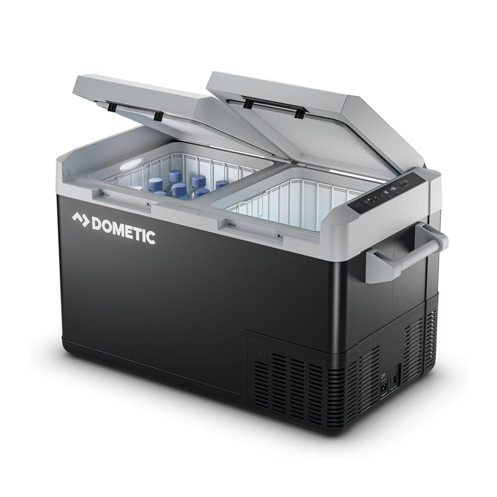 Dometic CFF70 dual fridge and freezer, closed, showing both compartment lids — 4Matt Campers, Western Cape & Cape Town