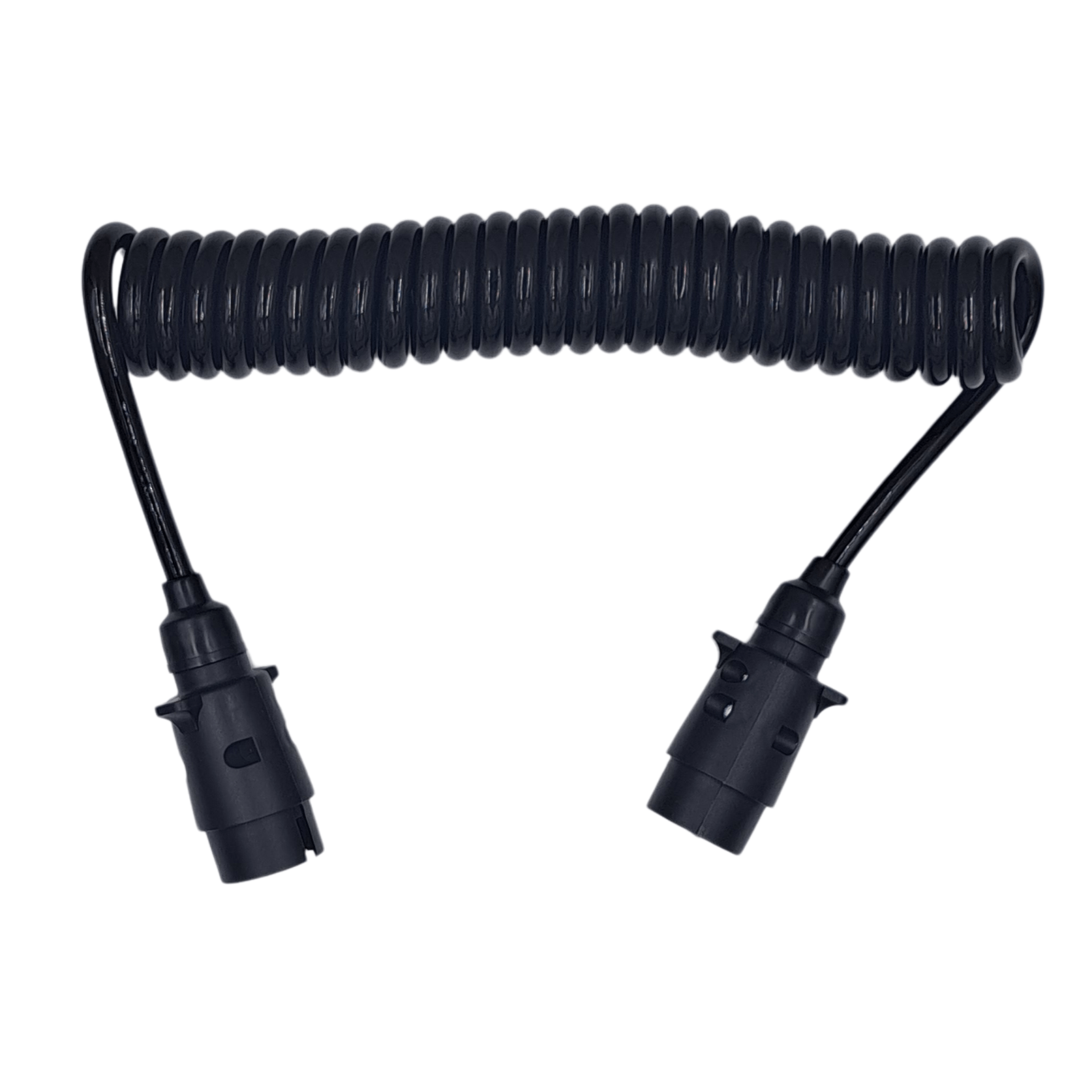 Burquip 7-pin 3m coiled electric trailer cable with plugs — 4Matt Campers, Western Cape & Cape Town