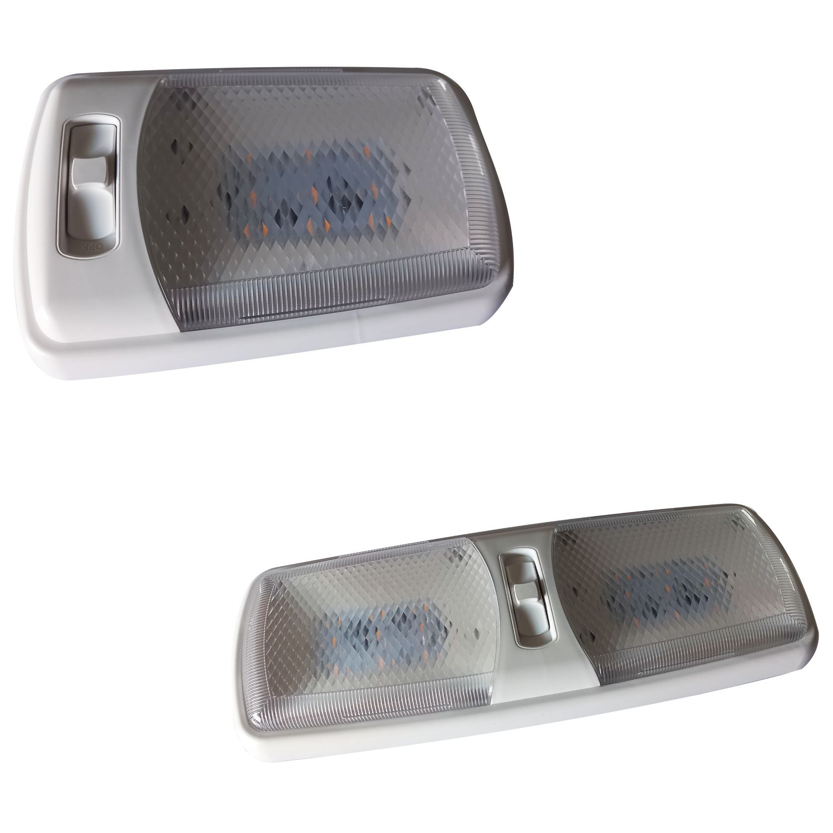 Burquip LED wall or ceiling light, single or double, for caravans — 4Matt Campers, Western Cape & Cape Town