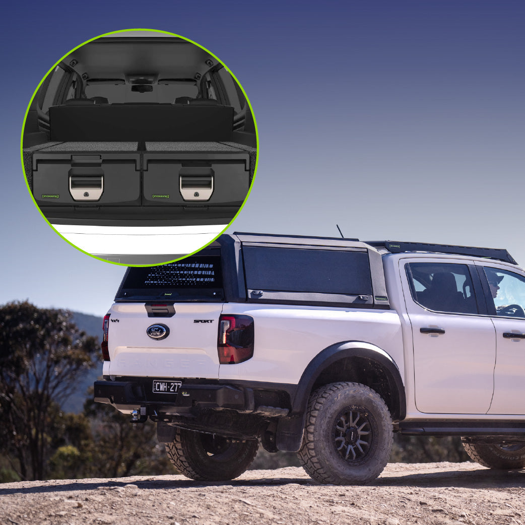 Ironman 4x4 RAID Hybrid canopy and Full Height drawer combo for the Ford Ranger T6.2 Next Gen and Next Gen Raptor (2023+)