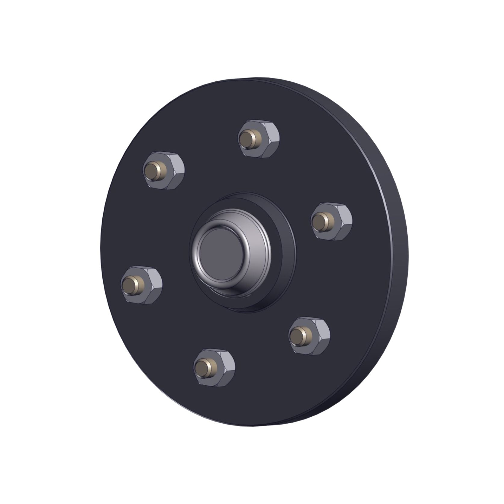 Burquip complete 50mm round short-nose unbraked trailer hub — 4Matt Campers, Western Cape & Cape Town