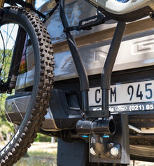 Holdfast 2 Bike Hanging Rack Snap-On mounted on a tow ball with two bikes, photo 5