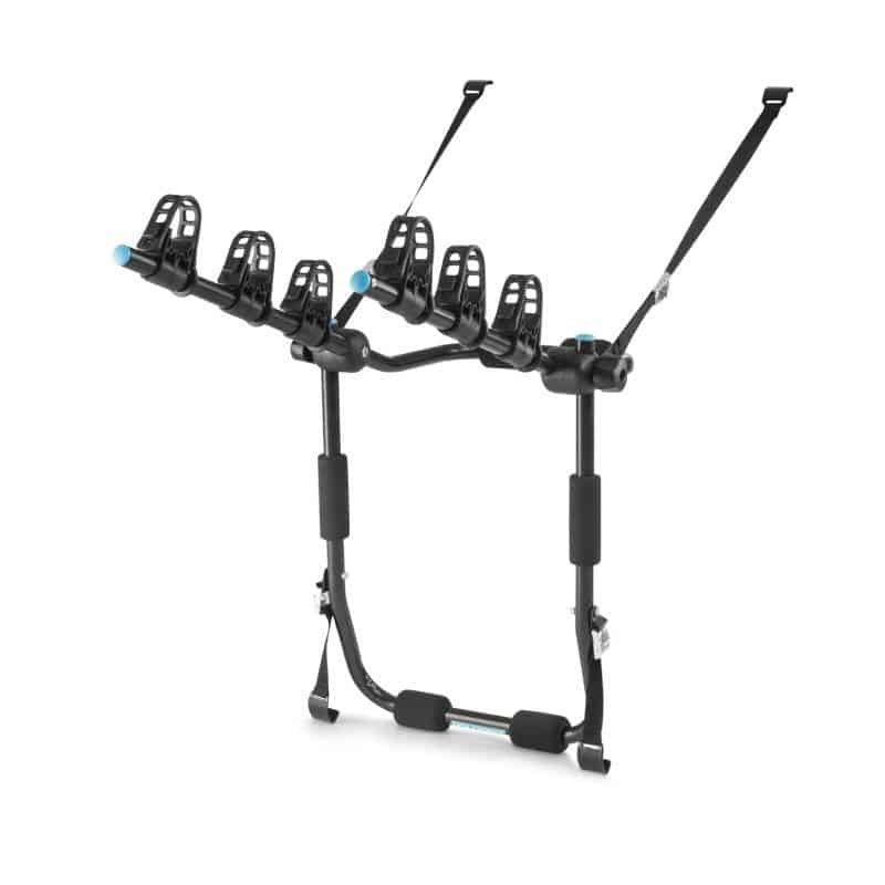 Holdfast Boot Mounted 3-Bike Carrier attached to a hatchback rear door