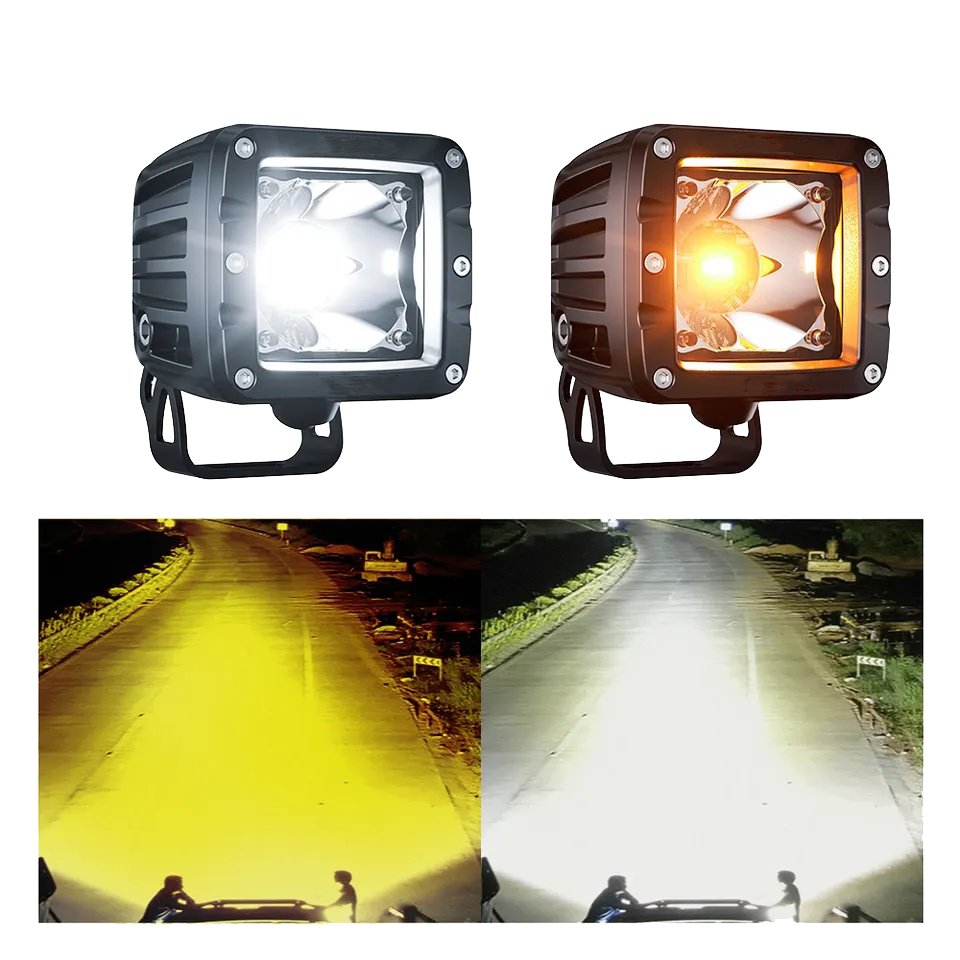 Flex dual colour LED pod lights, white and amber