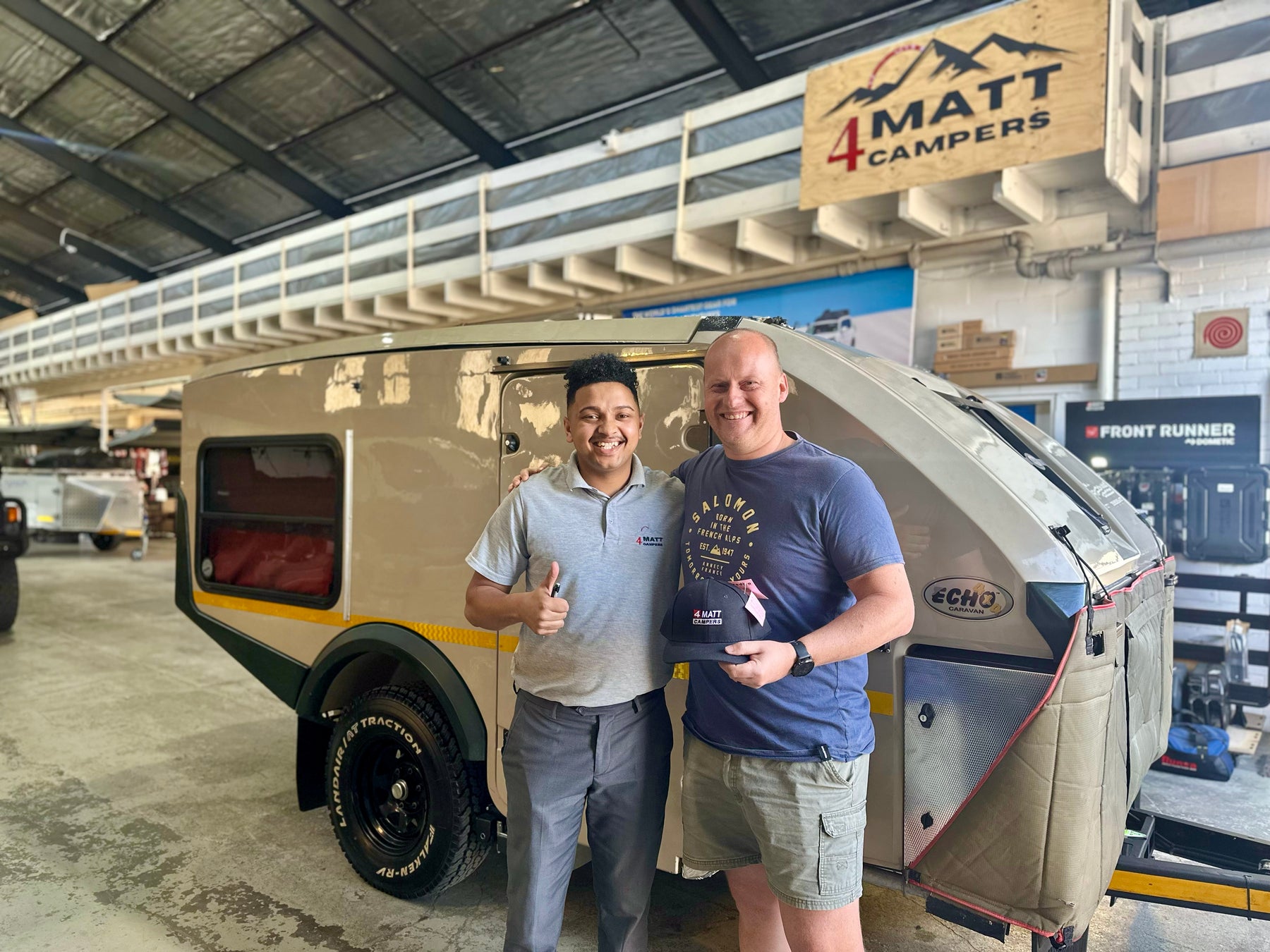 4Matt Campers indoor showroom in Bellville with campers, caravans and accessories