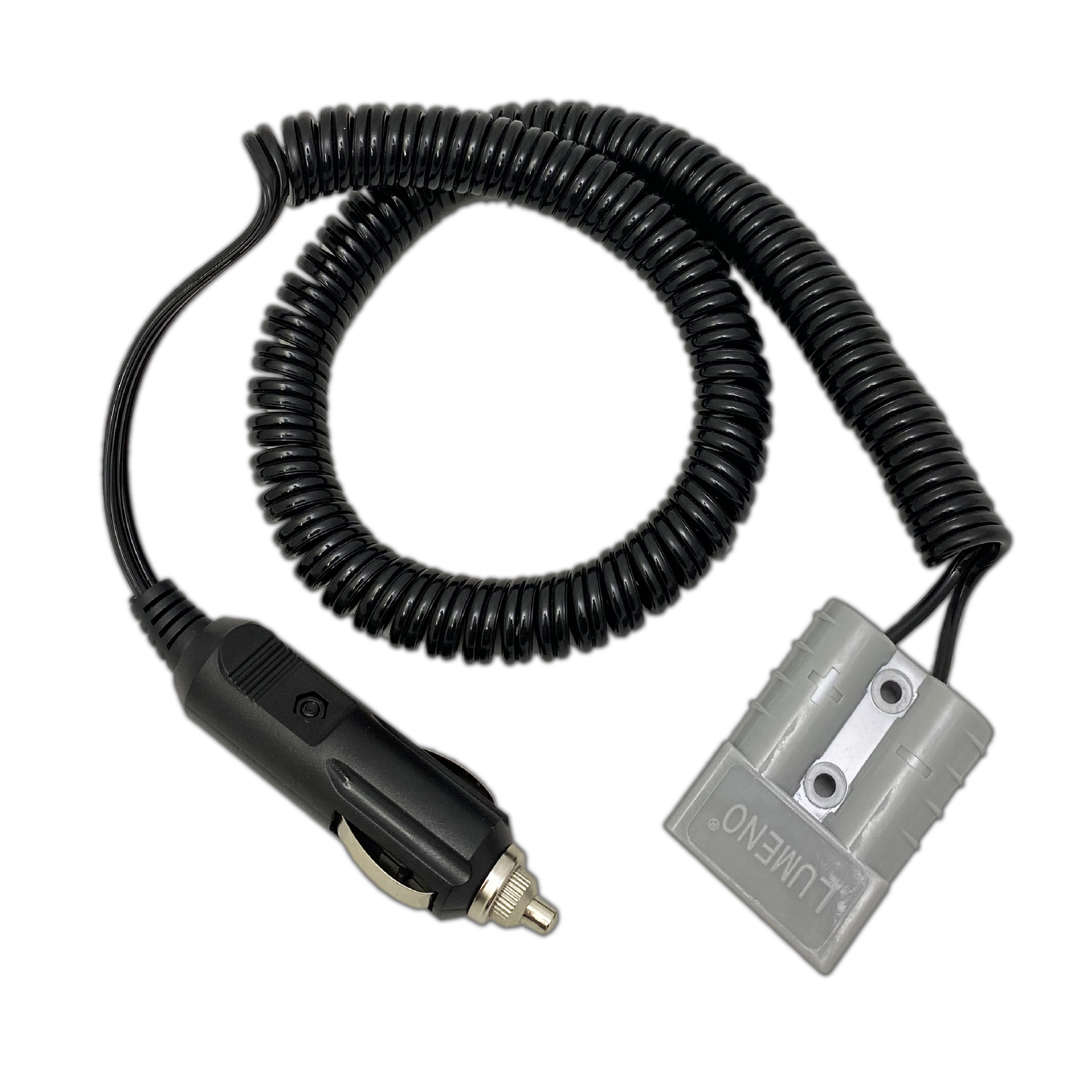 Lumeno 3m spiral extension cable, cigarette lighter plug to square connector