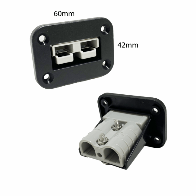 Lumeno single square connector panel with a 50A grey square connector fitted