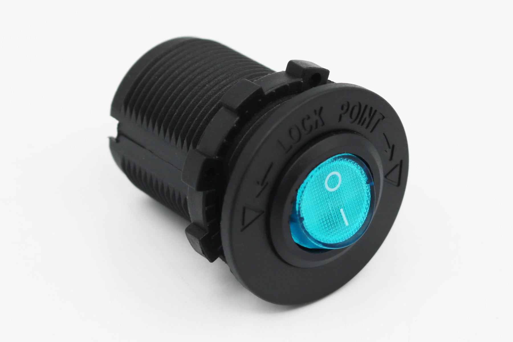 Lumeno rocker switch fitted in socket housing for 12V/24V rated 20 amps