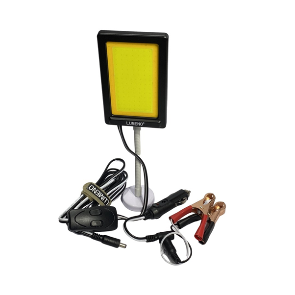 Lumeno magnetic COB 12V camping light with flexible arm, magnet, 5m lead and carry bag