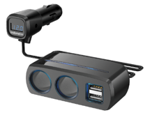 Lumeno charging console with volt meter and dual USB sockets