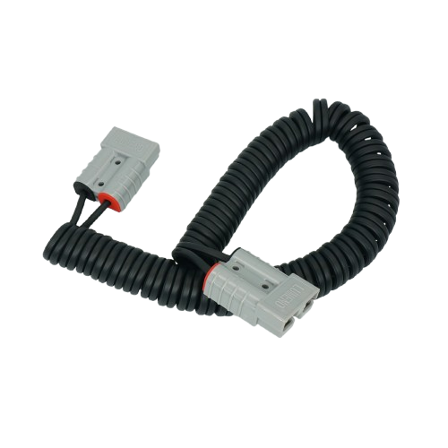 Lumeno 3m spiral cable splitting to two 50 amp square connectors, 2.5mm cable