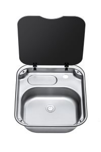 Thetford Basic Line 34 stainless steel caravan sink with glass lid