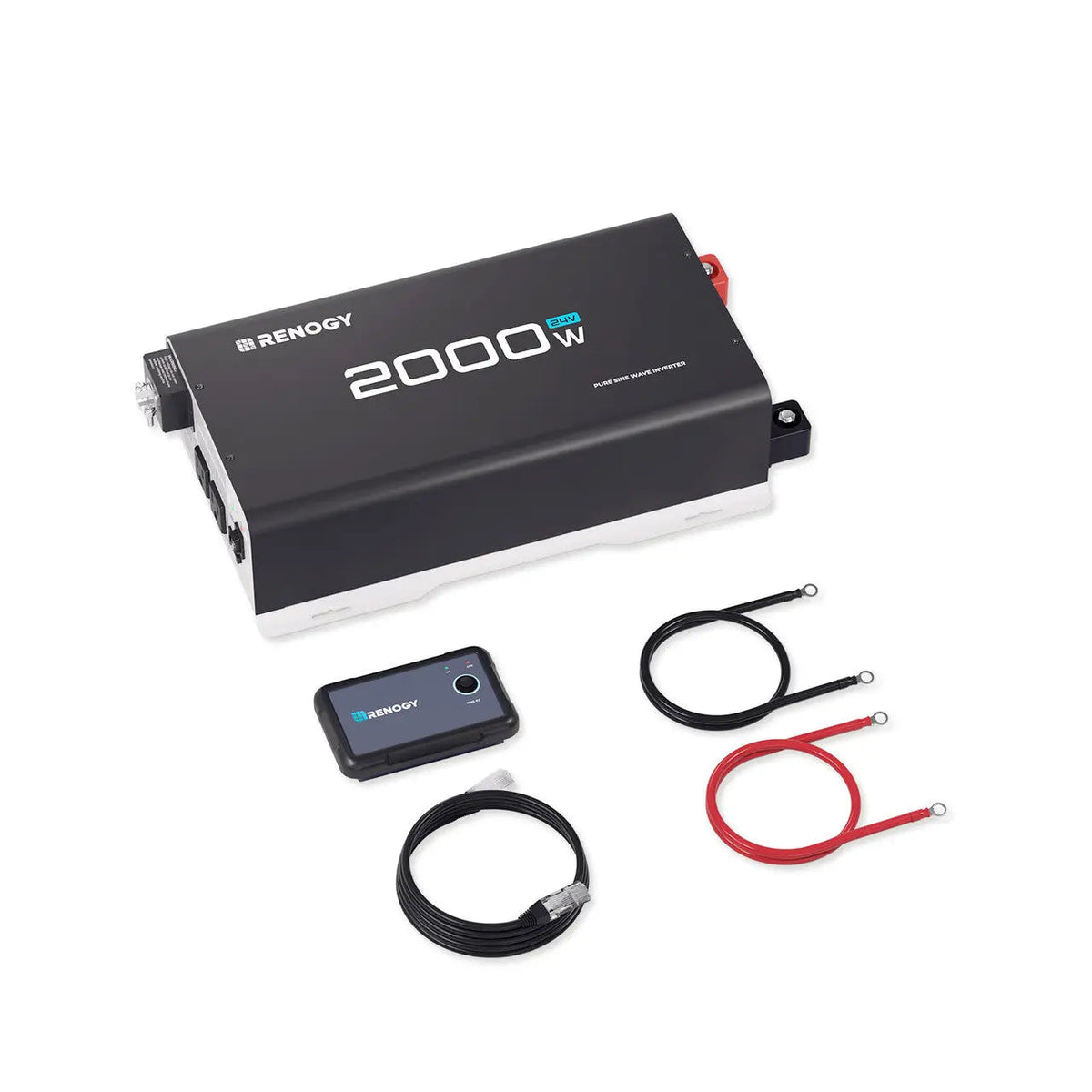 Renogy 2000W 24V pure sine wave inverter with remote control and battery cables