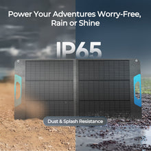 IP65 dust and splash resistance of the Renogy 100W portable solar panel outdoors