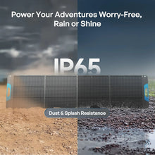 IP65 dust and splash resistance on the Renogy CORE 200W portable solar panel in dusty and wet conditions