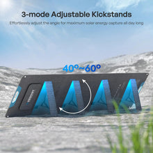 Three-mode adjustable kickstands set the Renogy CORE 200W portable panel between 40 and 60 degrees